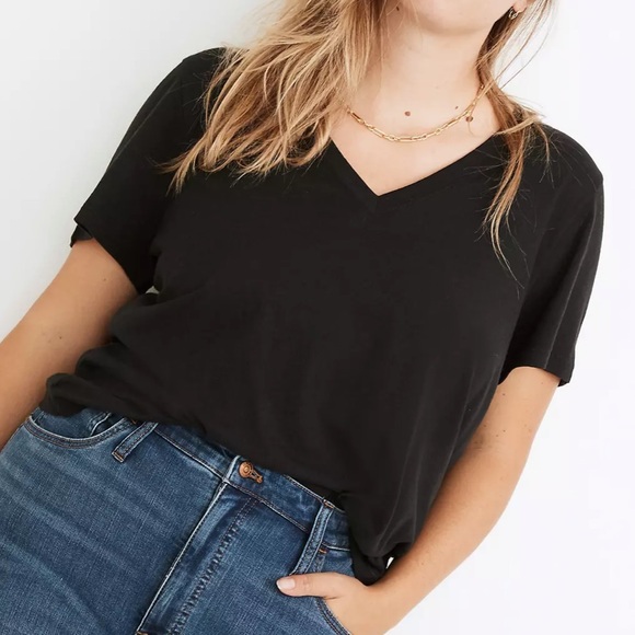 Madewell Tops - Madewell Whisper Cotton V-Neck Tee | Black | Size XL